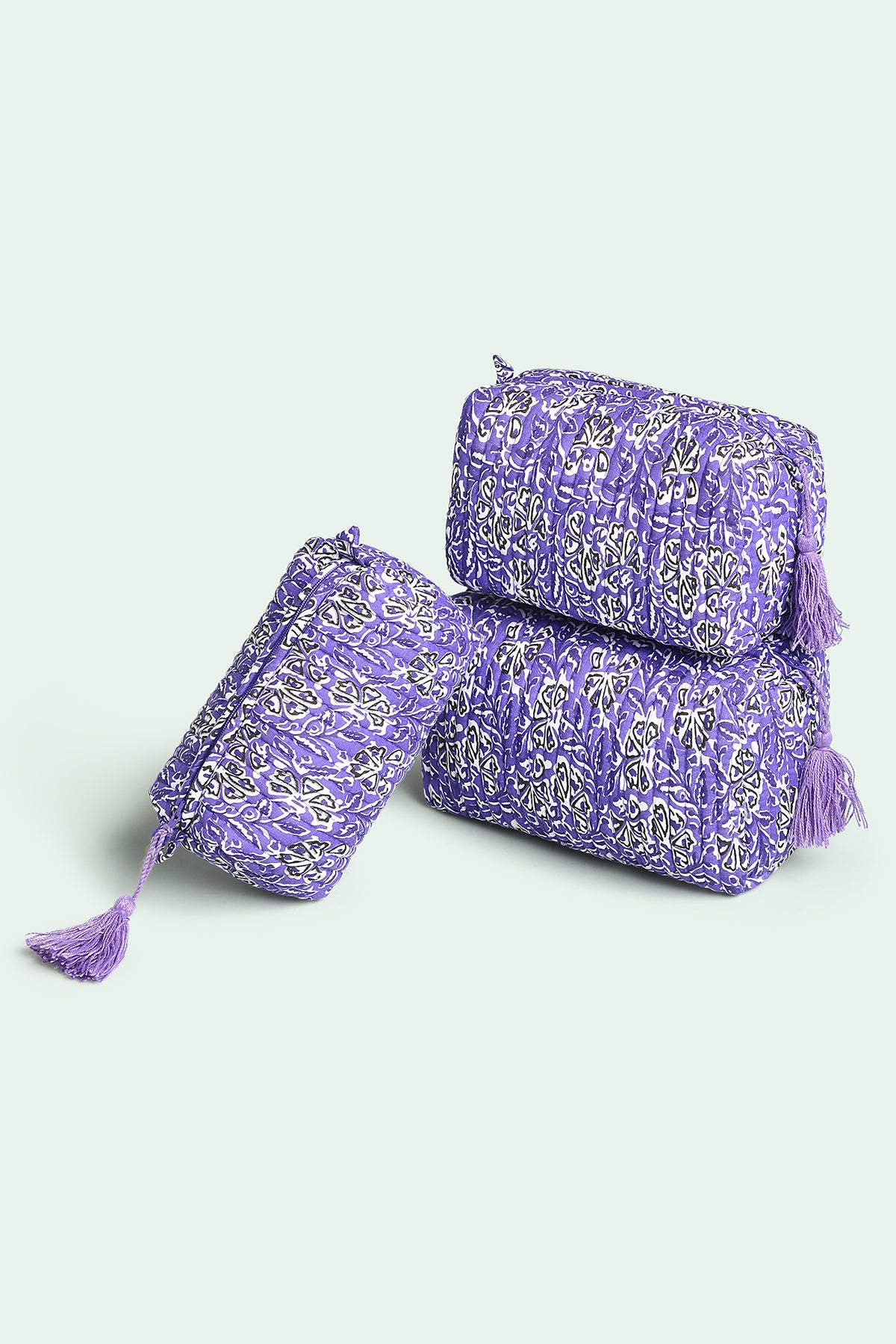 Violet Mosaic Quilted Pouches (Set of 3)