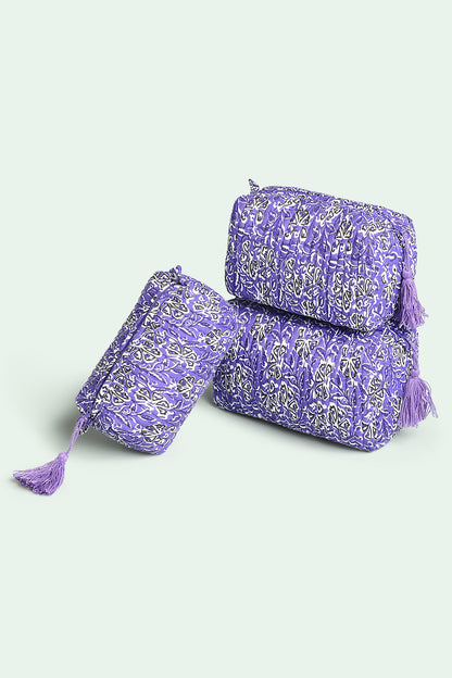 Violet Mosaic Quilted Pouches (Set of 3)