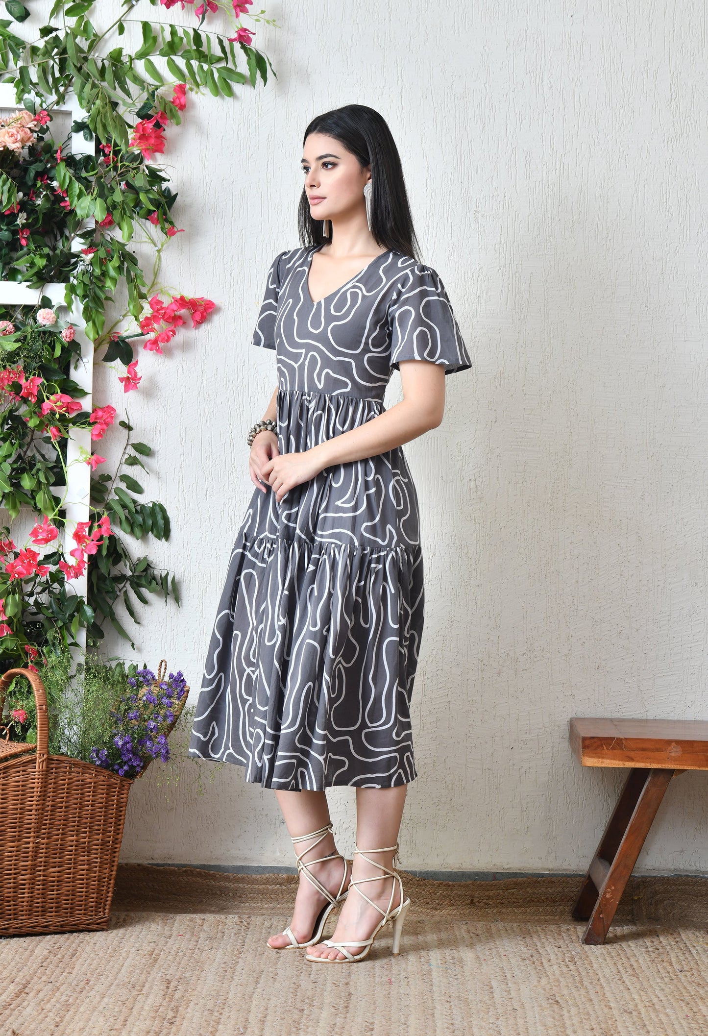 Abstract Wrap Dress