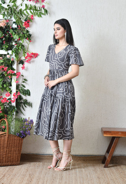 Abstract Wrap Dress