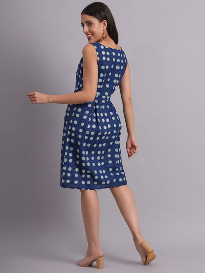Indigo Polka Shift Dress