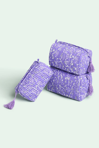 Lavender Bloom Quilted Pouches (Set of 3)