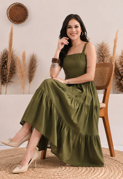 Olive Tiered Dress