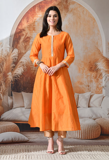 Golden Radiance Anarkali Pant Set