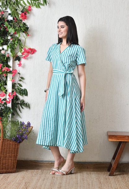 Stripes Love Wrap Dress