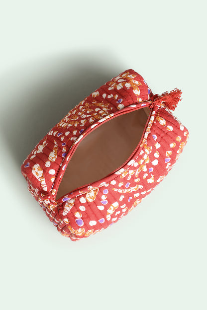 Coral Confetti Quilted Pouches (Set of 3)