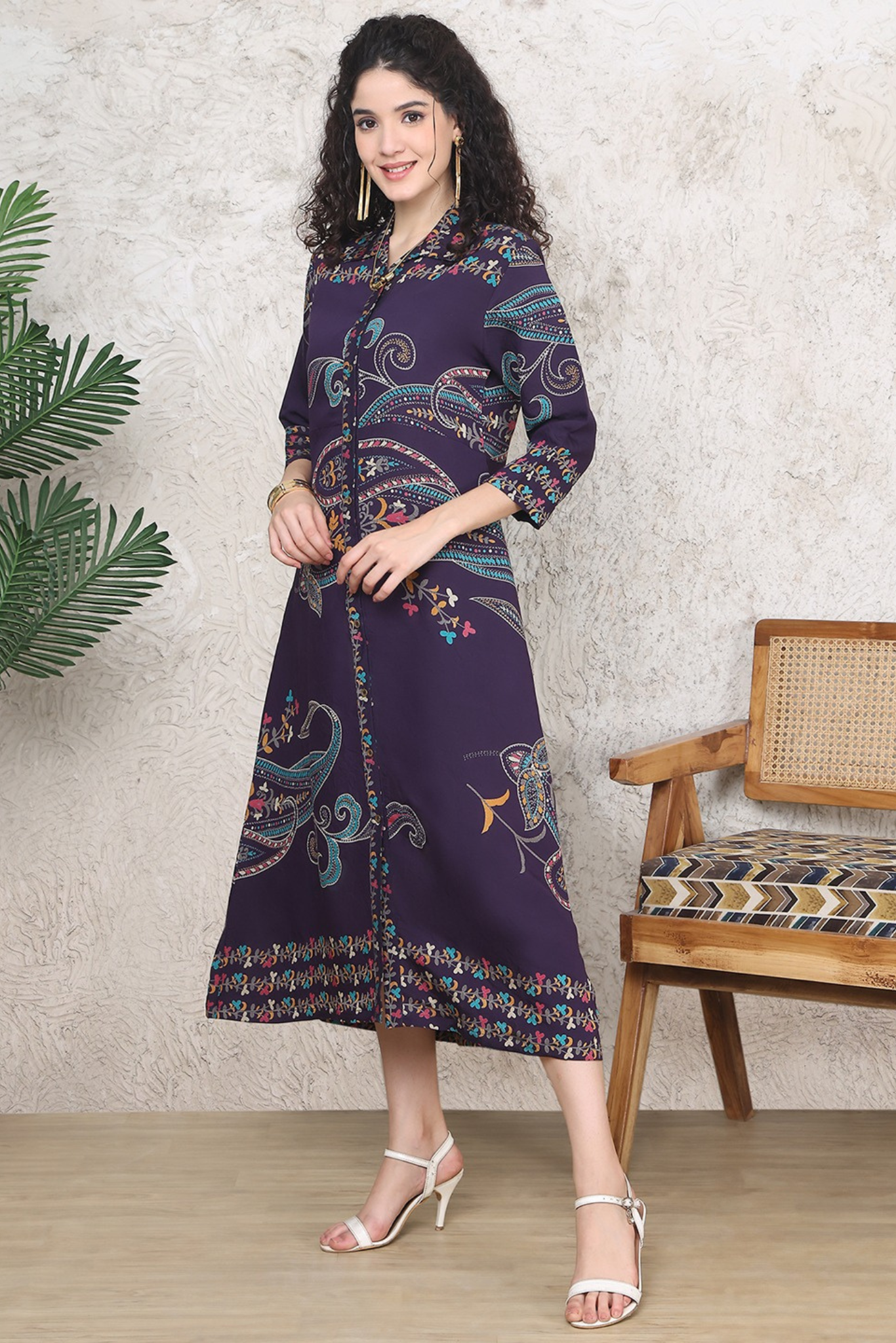 Lilac A-Line Midi Dress