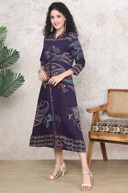 Lilac A-Line Midi Dress