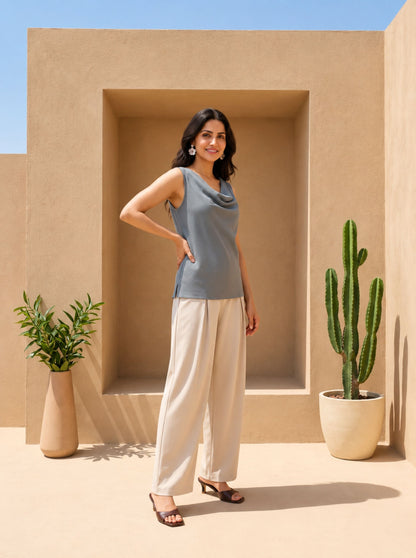 Grey Cowl Top