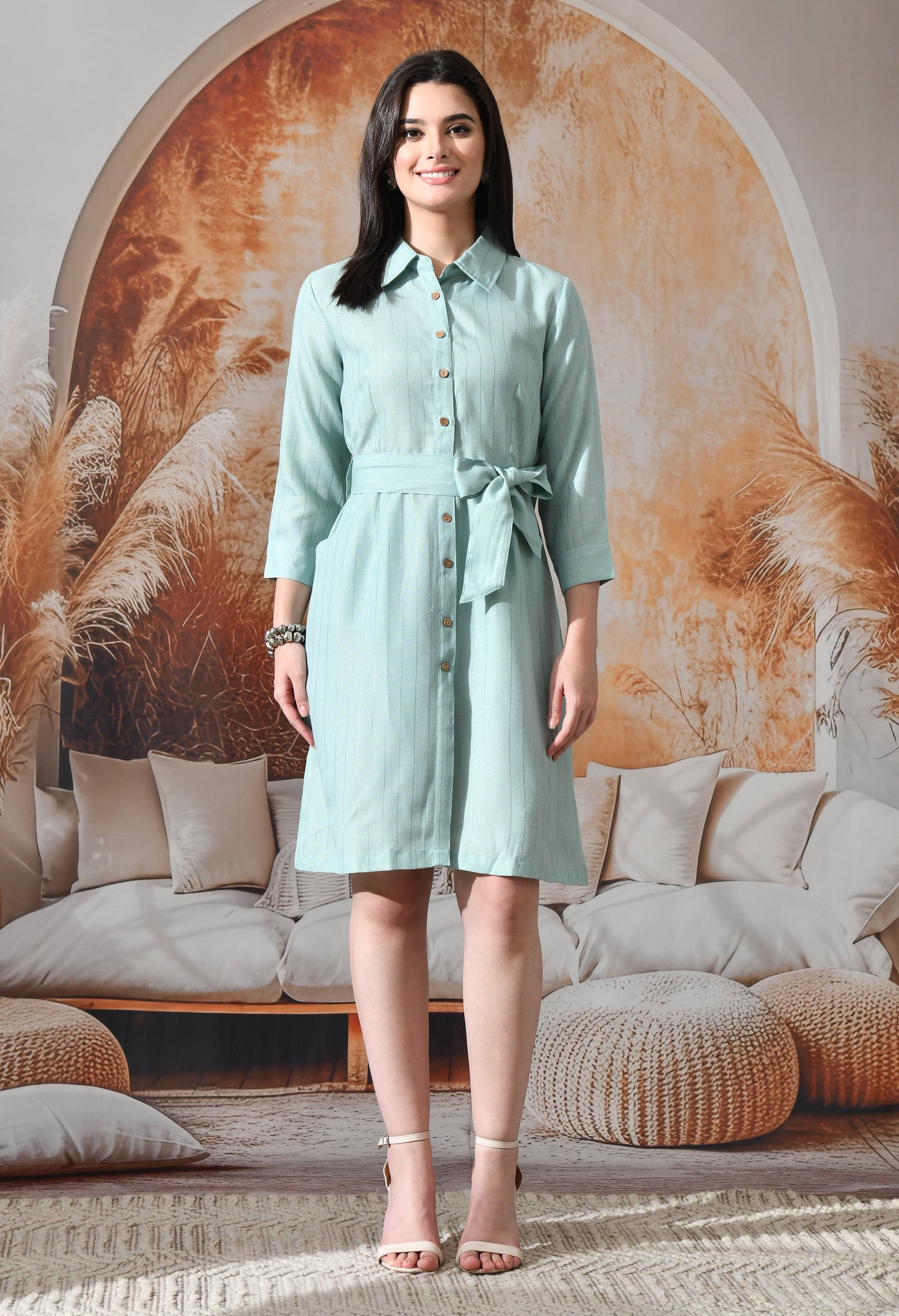 Linear Handloom Shirt Dress