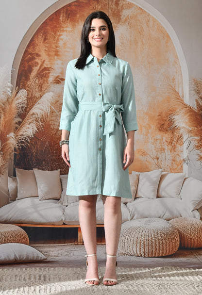 Linear Handloom Shirt Dress