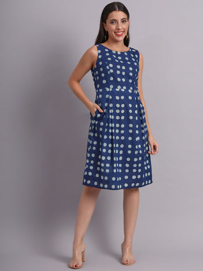 Indigo Polka Shift Dress