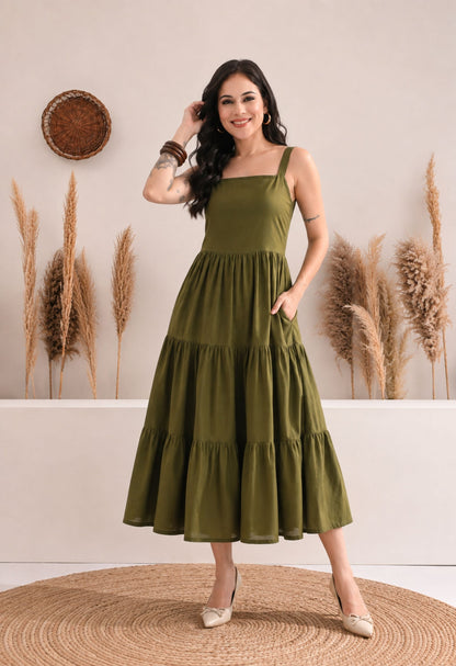 Olive Tiered Dress