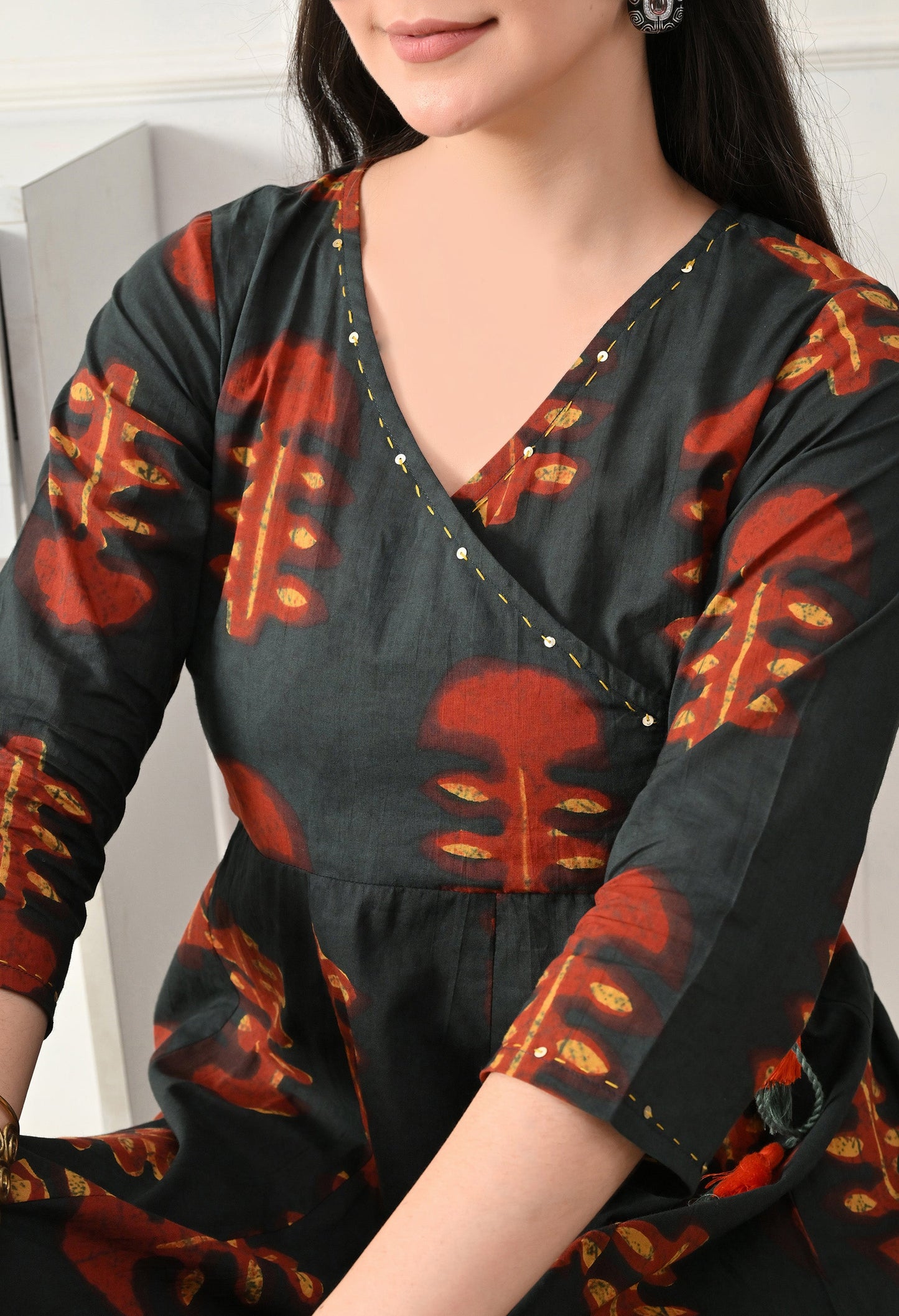 Earthen Angrakha Anarkali Pant Set