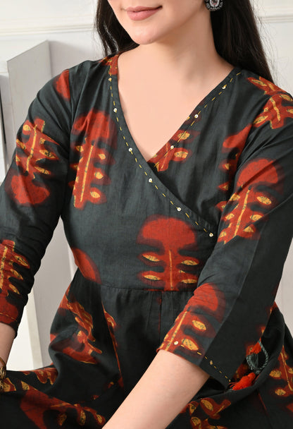 Earthen Angrakha Anarkali Pant Set