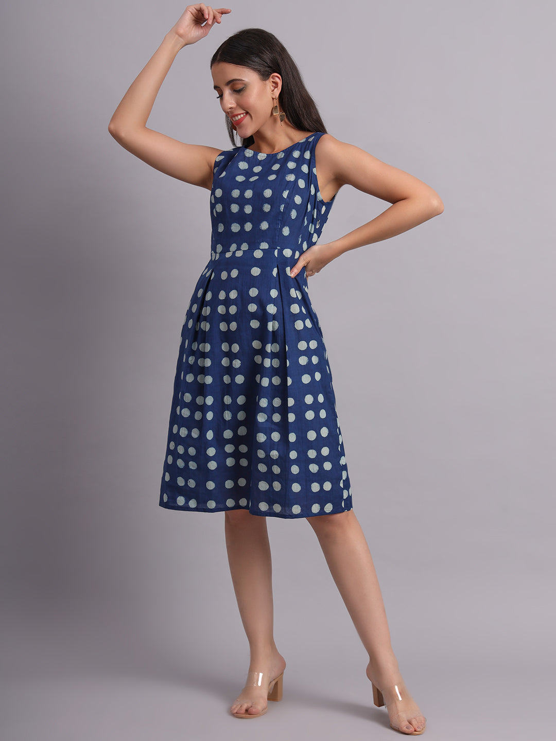 Indigo Polka Shift Dress