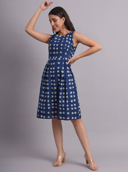 Indigo Polka Shift Dress