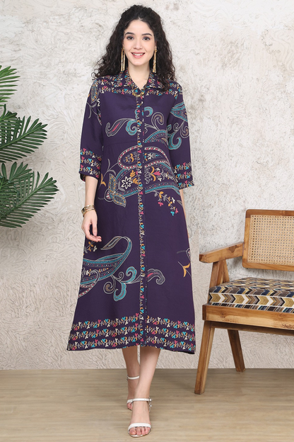 Lilac A-Line Midi Dress