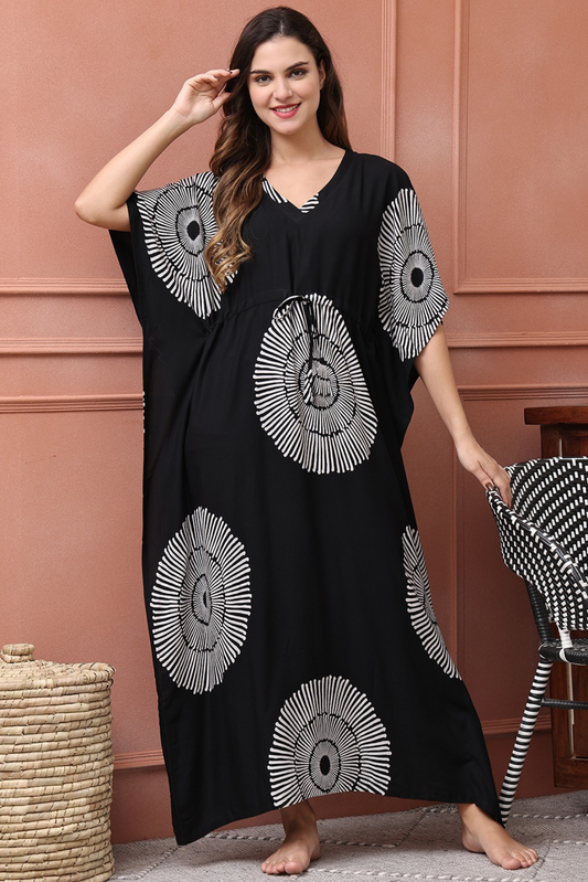 Cosmic Bloom Kaftan Maxi Night Dress