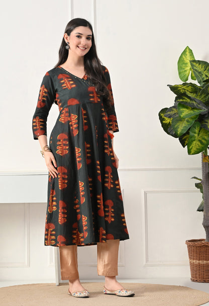 Earthen Angrakha Anarkali Pant Set