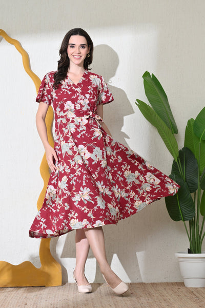 Cranberry Wrap Dress - Main Image