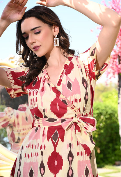 Timeless Ikat Wrap Dress