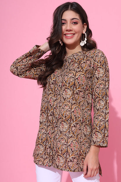 Brown Cotton Shirt Top