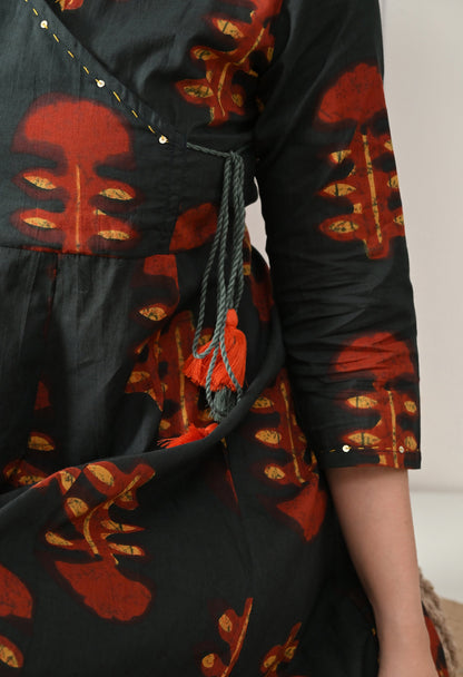 Earthen Angrakha Anarkali Pant Set