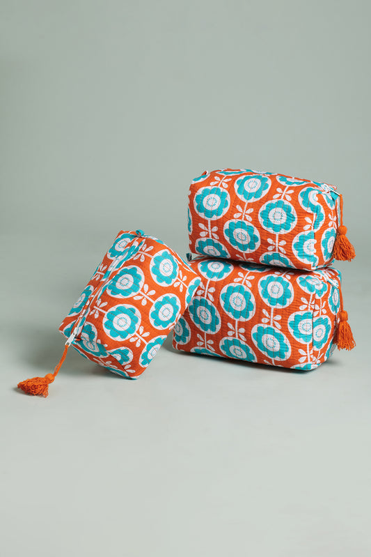 Phoolwari Pop Quilted Pouches (Set of 3)