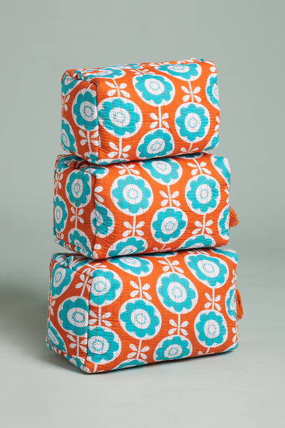 Phoolwari Pop Quilted Pouches (Set of 3)
