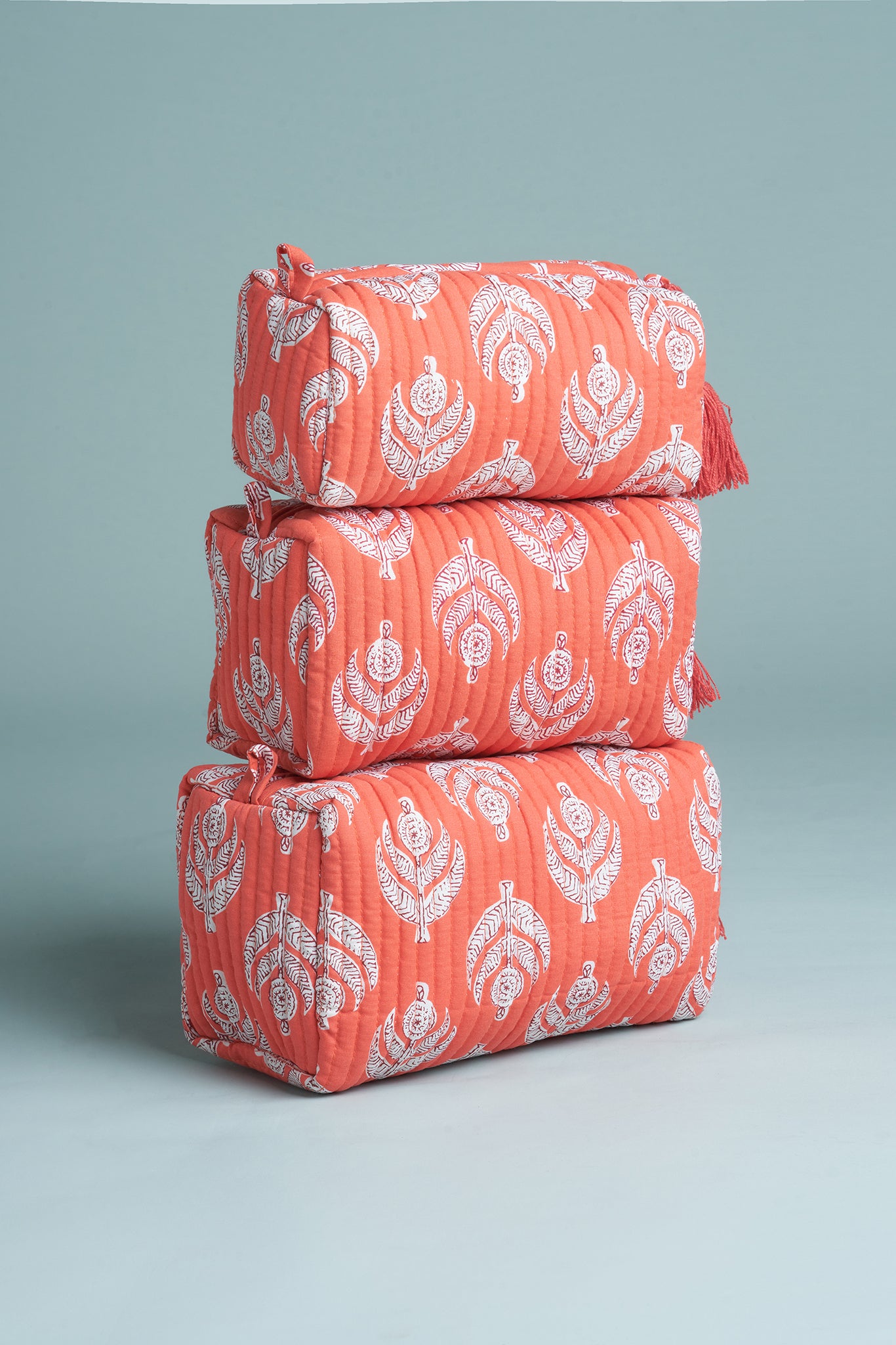 Kesariya Glow Quilted Pouches (Set of 3)