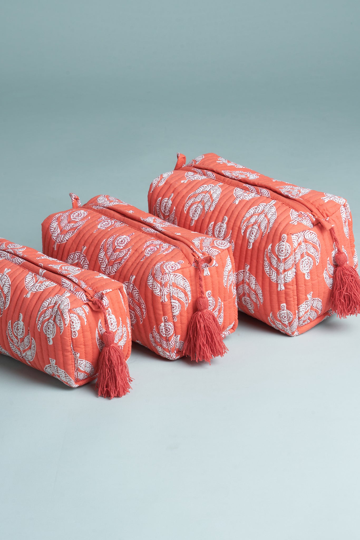 Kesariya Glow Quilted Pouches (Set of 3)