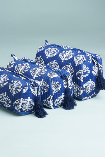 Indigo Aura Quilted Pouches (Set of 3)