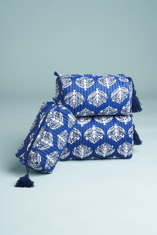 Indigo Aura Quilted Pouches (Set of 3)