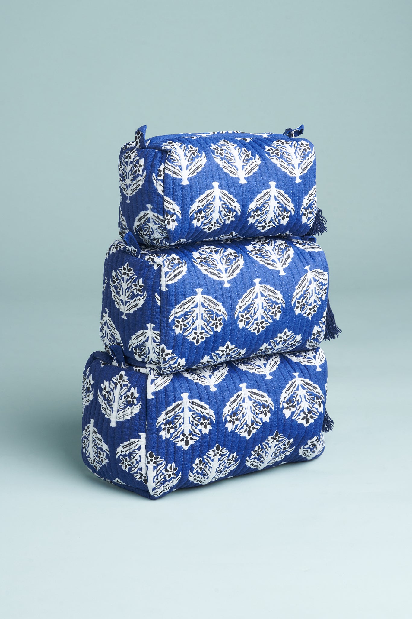 Indigo Aura Quilted Pouches (Set of 3)