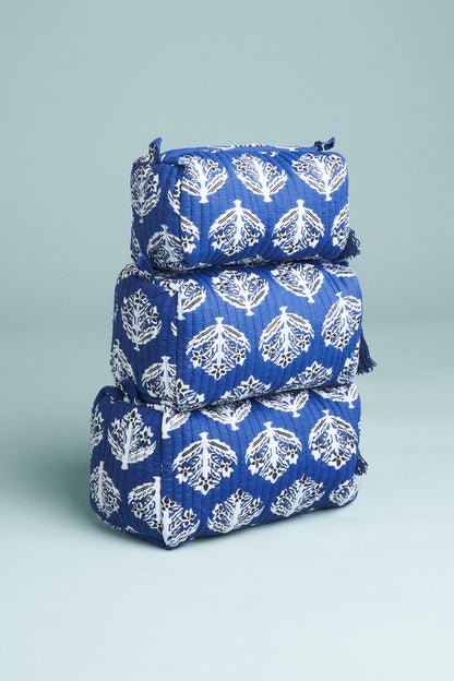 Indigo Aura Quilted Pouches (Set of 3)