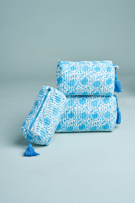 Aarohi Sky Quilted Pouches (Set of 3)