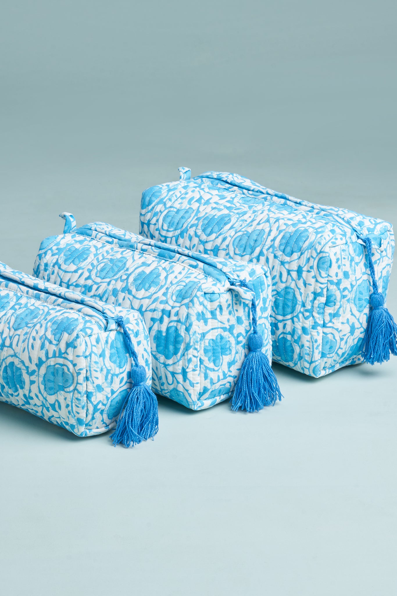 Aarohi Sky Quilted Pouches (Set of 3)