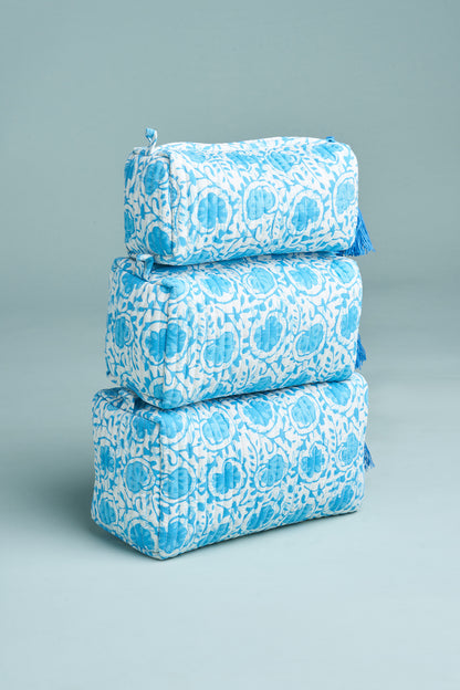 Aarohi Sky Quilted Pouches (Set of 3)