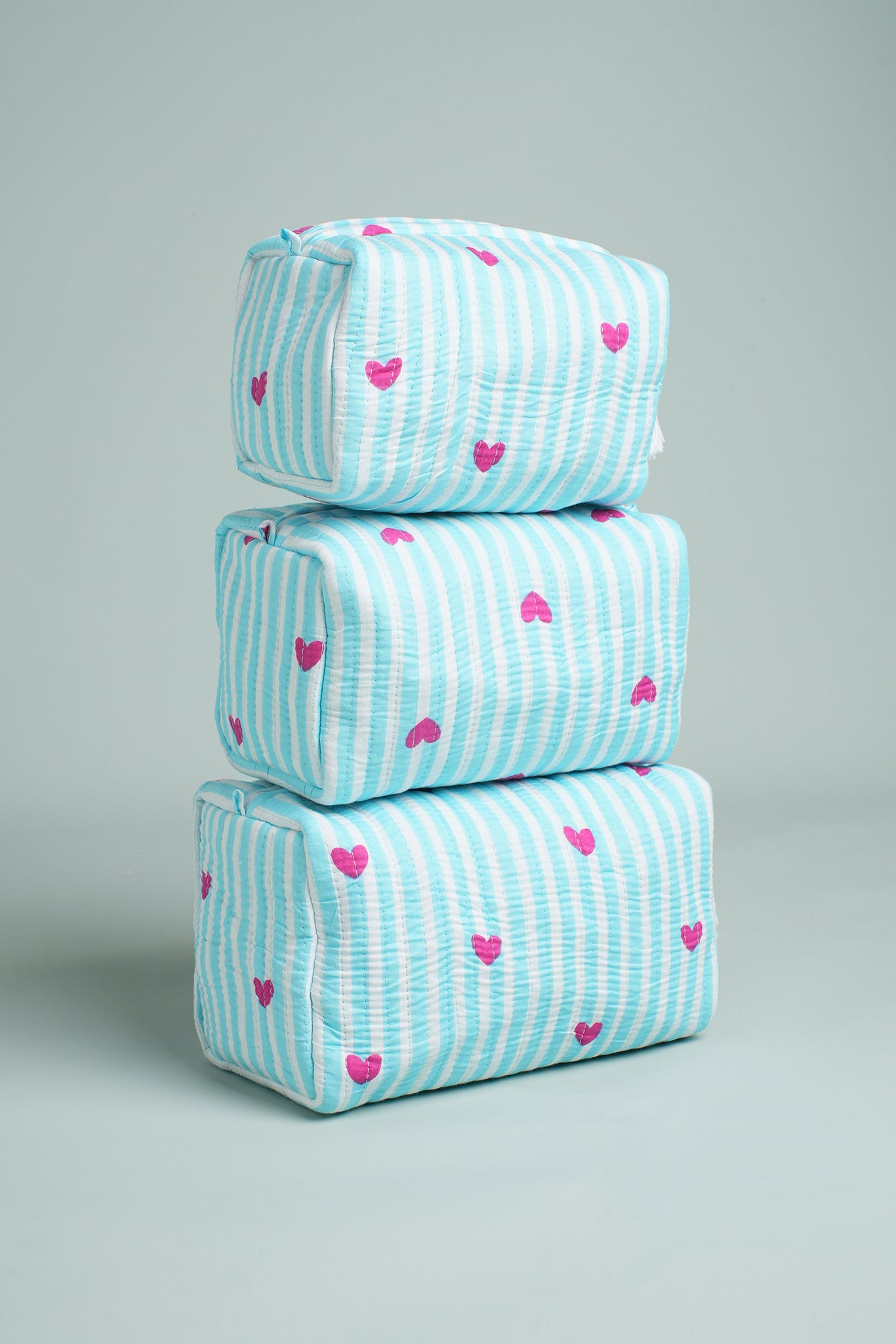 Aqua Love Quilted Pouches (Set of 3)