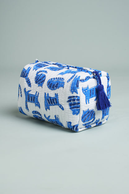 Blue Cat Quilted Pouches (Set of 3)