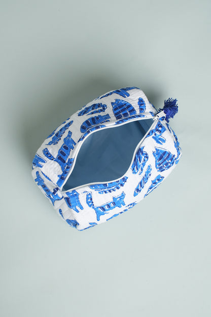 Blue Cat Quilted Pouches (Set of 3)