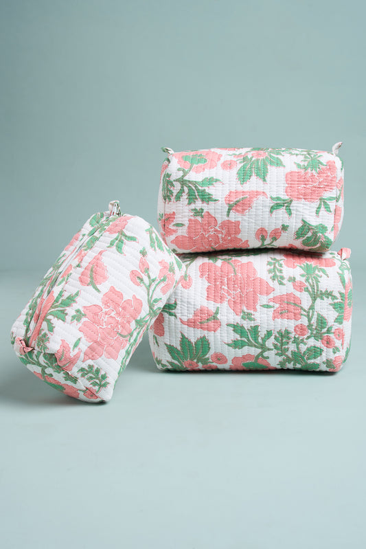 Floral Serenity Quilted Pouches (Set of 3)
