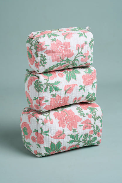 Floral Serenity Quilted Pouches (Set of 3)