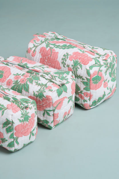 Floral Serenity Quilted Pouches (Set of 3)