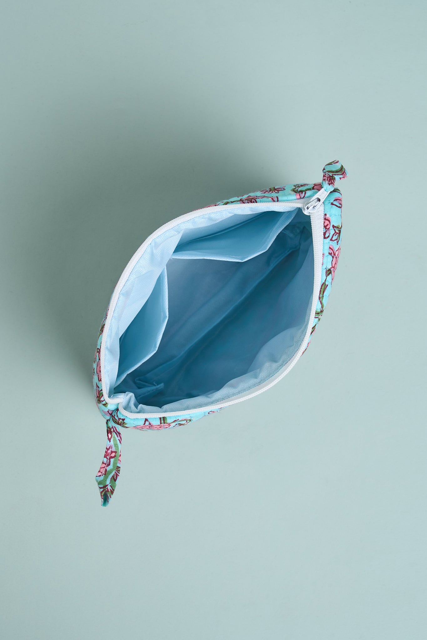 Aqua Blossom Quilted Cube Pouches (Set of 3)