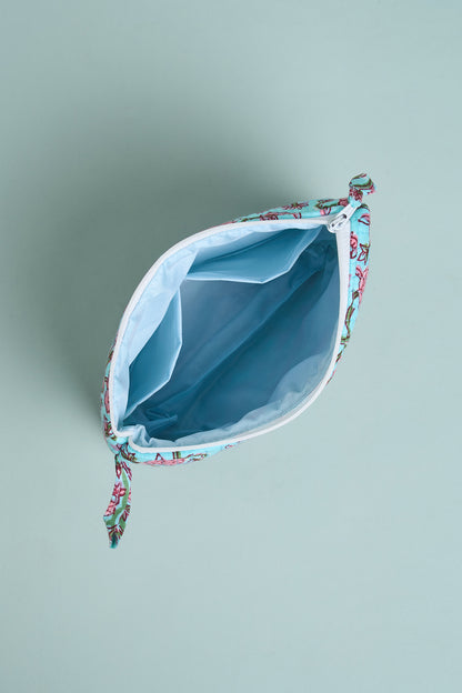Aqua Blossom Quilted Cube Pouches (Set of 3)