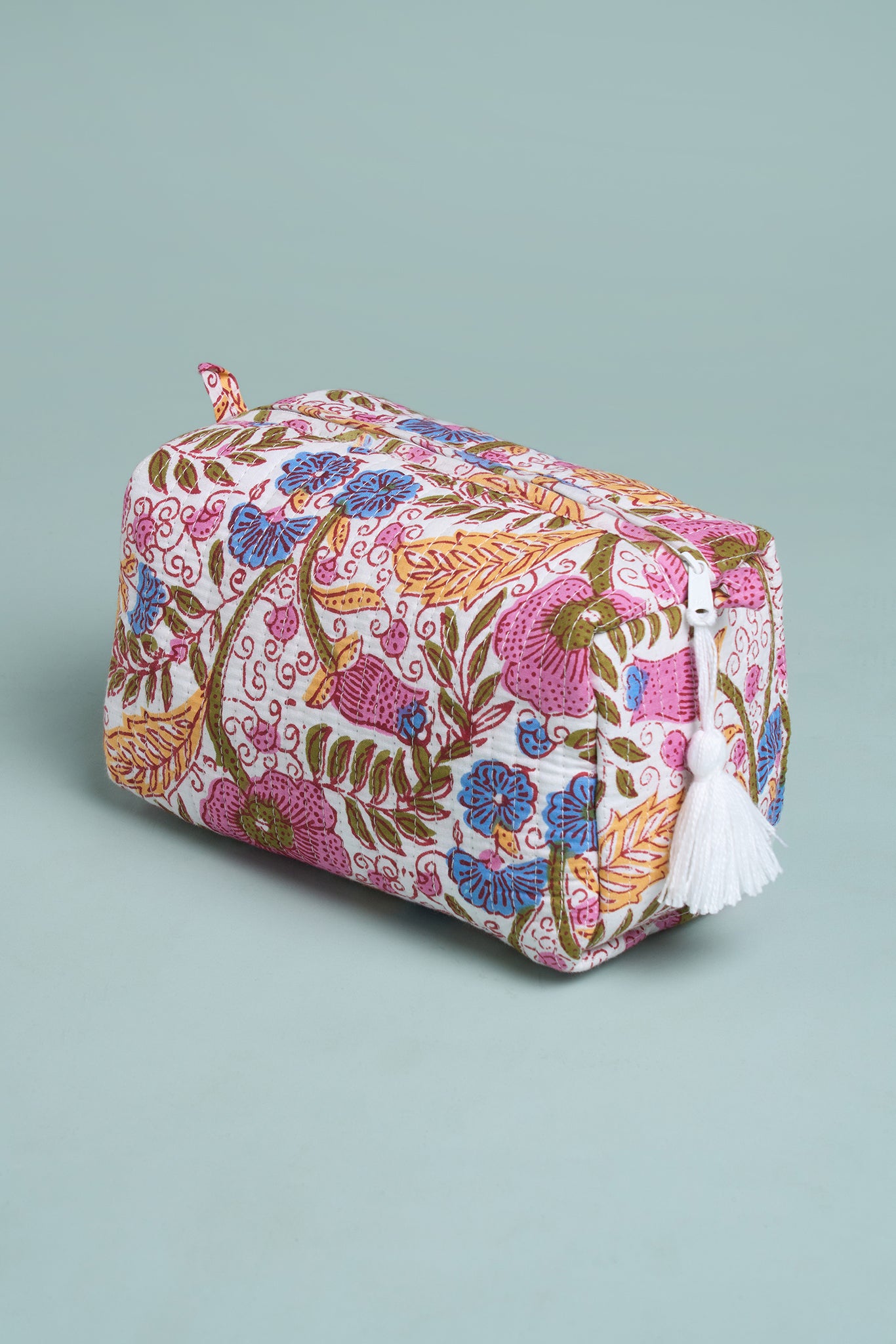 Pink Bloom Quilted Pouches (Set of 3)