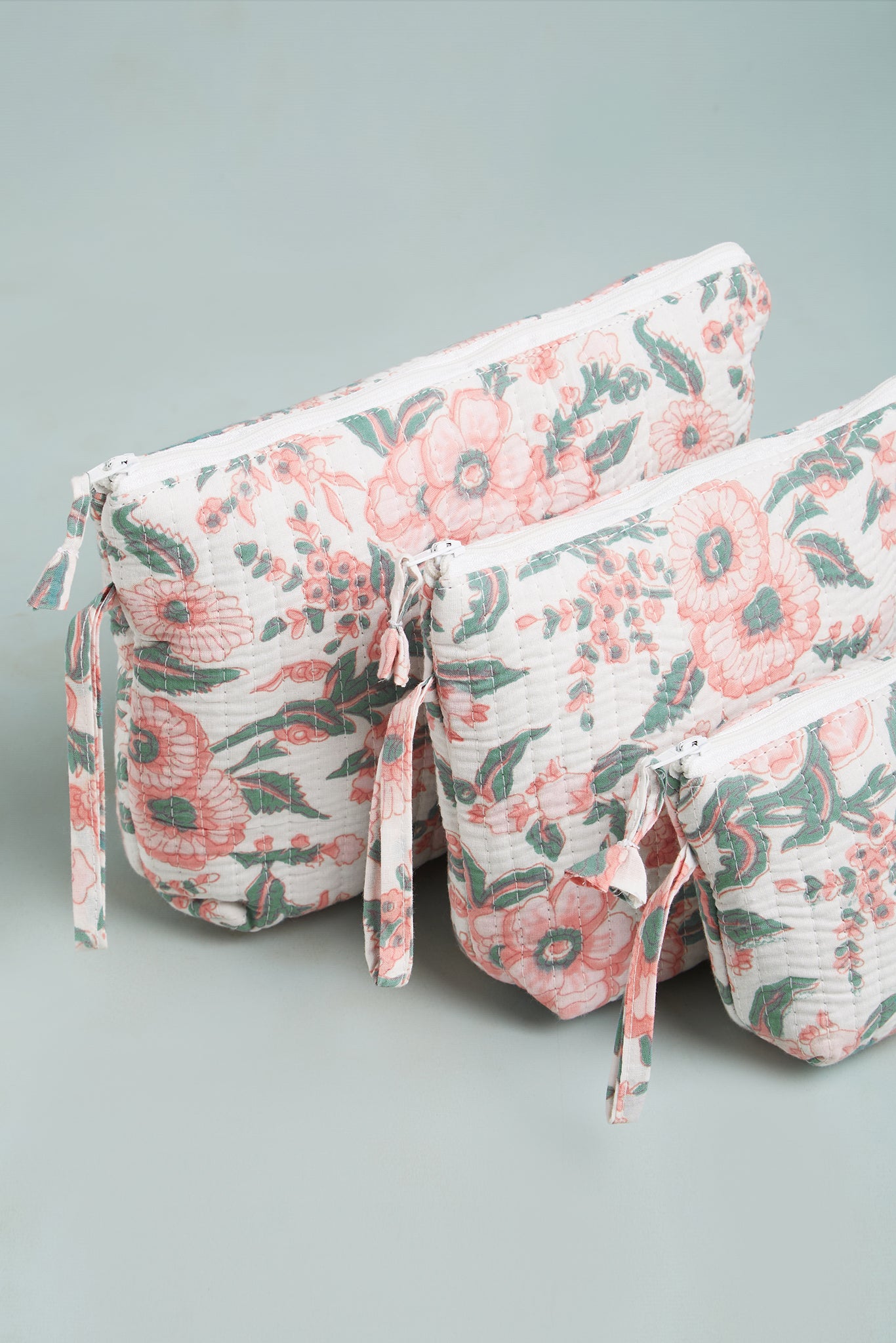 Peachy Picnic Quilted Cube Pouches (Set of 3)