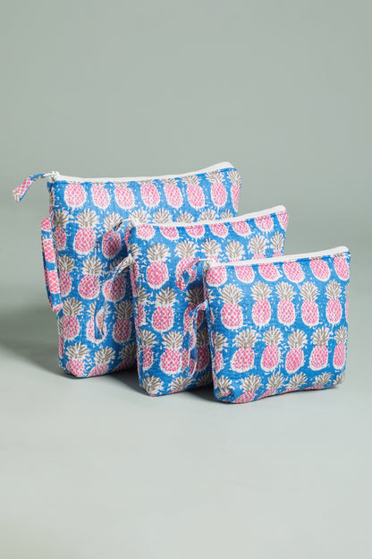 Pineapple Pop Quilted Cube Pouches (Set of 3)